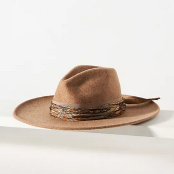 Anthropologie Cover Band Rancher San Diego Hat Company Festival Western Tan NWT